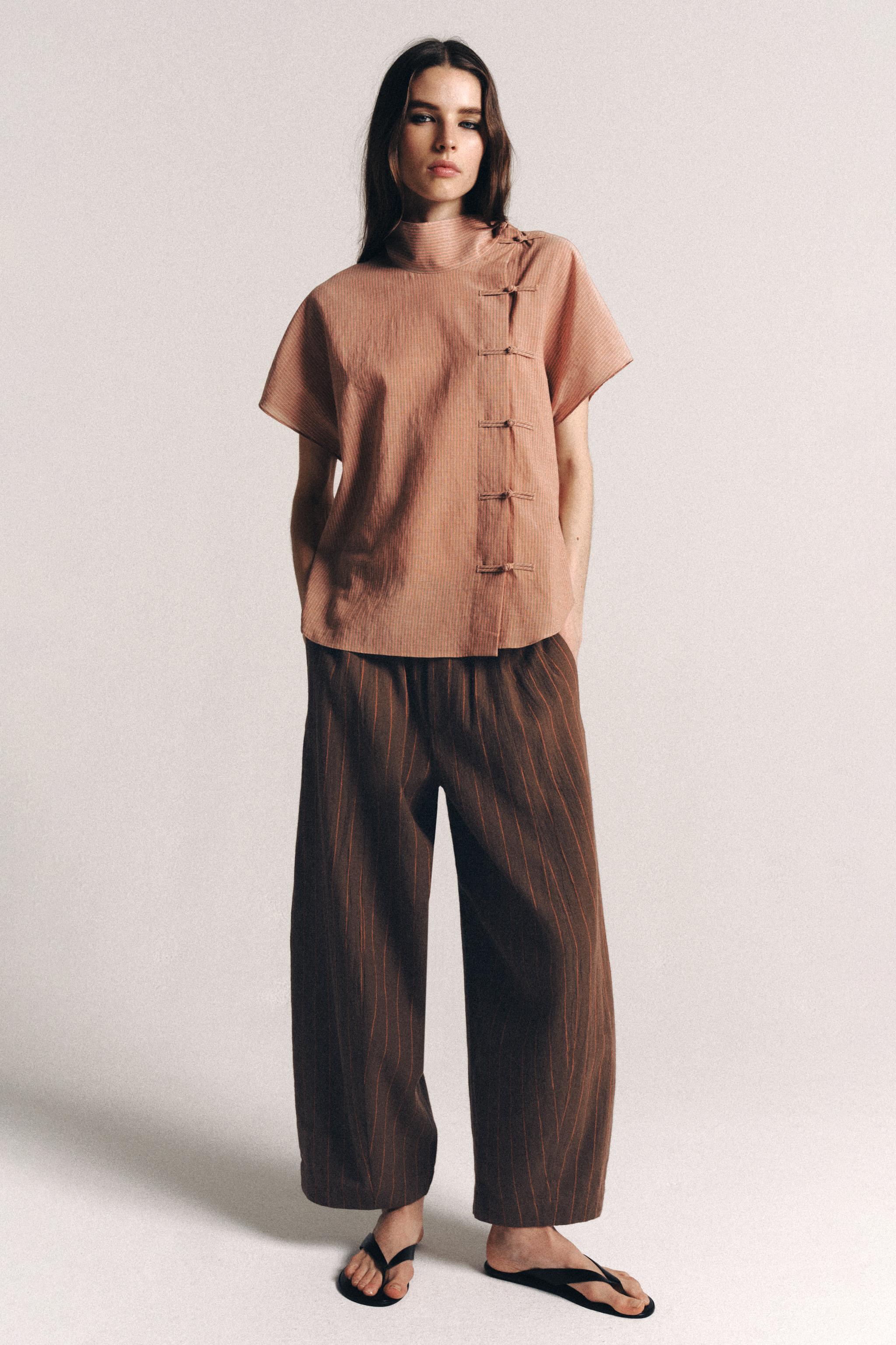 ZW COLLECTION STRIPED LINEN-BLEND TROUSERS